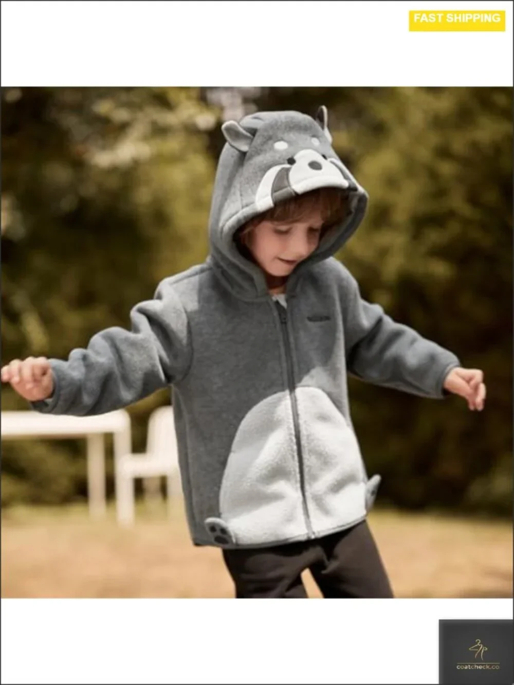 Toddler Fleece Jacket Animal Hooded Winter Coat Full Zip Lightweight